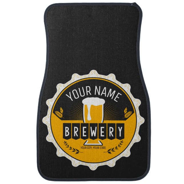 Personalized Brewery Beer Bottle Cap Bar Car Floor Mat (Front)