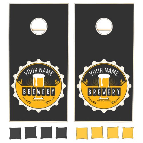 Personalized Brewery Beer Bottle Cap Bar Cornhole Set