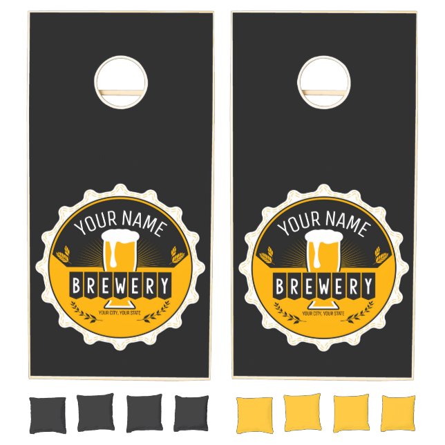 Personalized Brewery Beer Bottle Cap Bar Cornhole Set (Set)