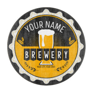 Personalized Brewery Beer Bottle Cap Bar Cutting Board