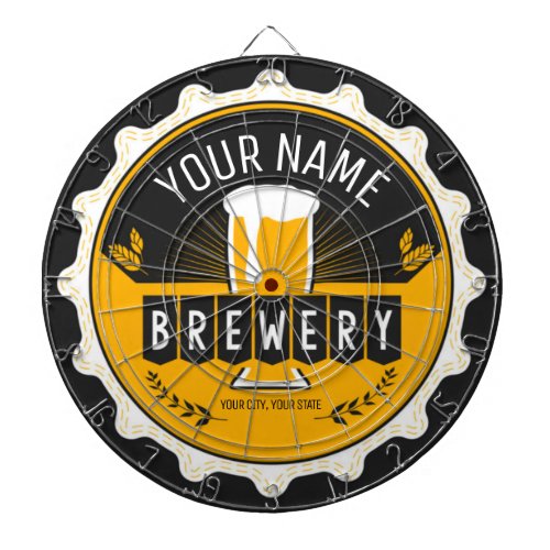 Personalized Brewery Beer Bottle Cap Bar Dart Board