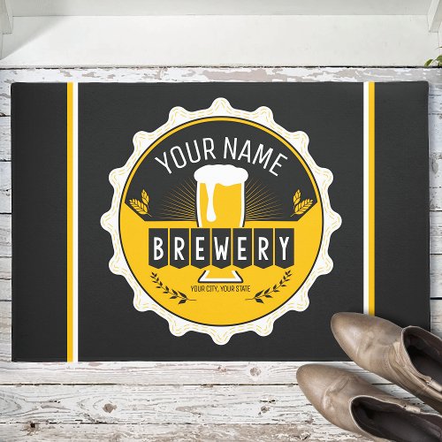 Personalized Brewery Beer Bottle Cap Bar Doormat
