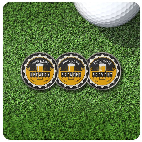 Personalized Brewery Beer Bottle Cap Bar  Golf Ball Marker