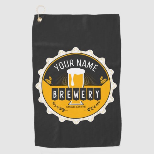 Personalized Brewery Beer Bottle Cap Bar Golf Towel
