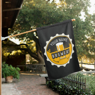 Personalized Brewery Beer Bottle Cap Bar House Flag