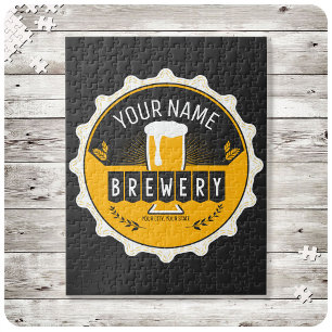 Personalized Brewery Beer Bottle Cap Bar Jigsaw Puzzle