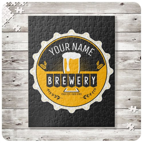 Personalized Brewery Beer Bottle Cap Bar  Jigsaw Puzzle