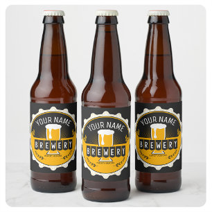 Personalized Brewery Beer Bottle Cap Bar Label