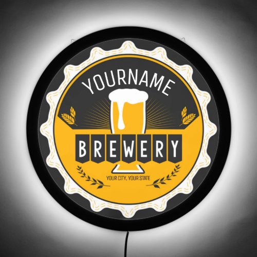 Personalized Brewery Beer Bottle Cap Bar LED Sign