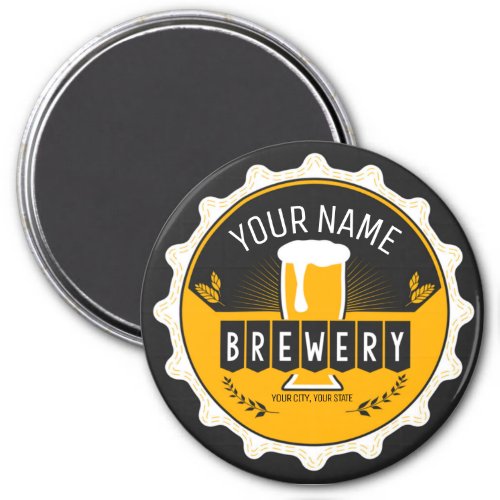 Personalized Brewery Beer Bottle Cap Bar Magnet