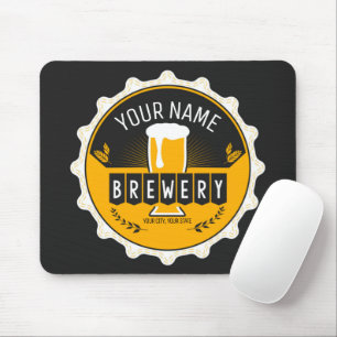 Personalized Brewery Beer Bottle Cap Bar Mouse Pad