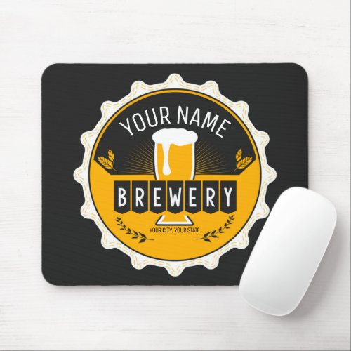 Personalized Brewery Beer Bottle Cap Bar  Mouse Pad