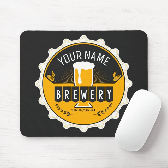 Personalized Brewery Beer Bottle Cap Bar  Mouse Pad (With Mouse)