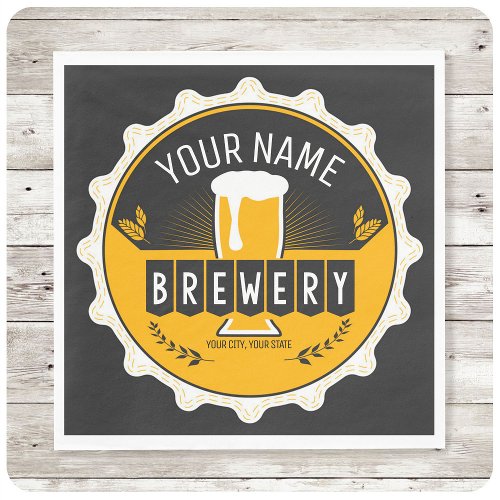 Personalized Brewery Beer Bottle Cap Bar Napkins