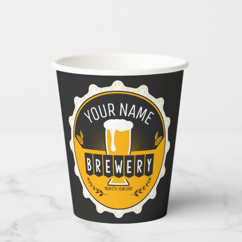 Personalized Brewery Beer Bottle Cap Bar Paper Cups