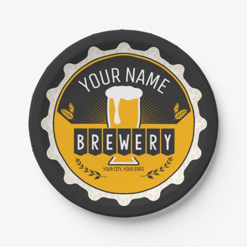 Personalized Brewery Beer Bottle Cap Bar Paper Plates