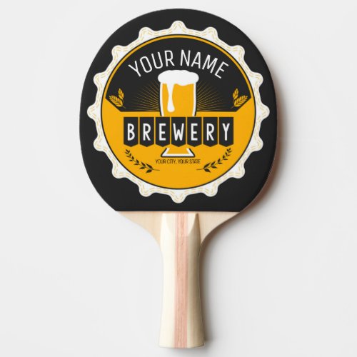 Personalized Brewery Beer Bottle Cap Bar  Ping Pong Paddle