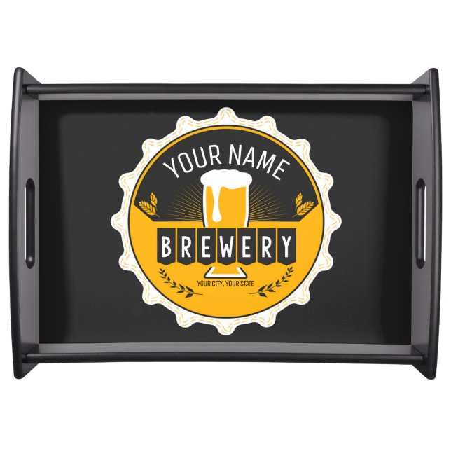Personalized Brewery Beer Bottle Cap Bar  Serving Tray (Front)