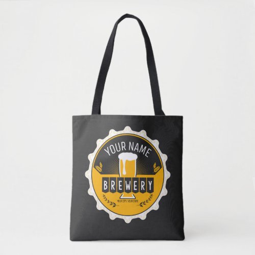 Personalized Brewery Beer Bottle Cap Bar Tote Bag