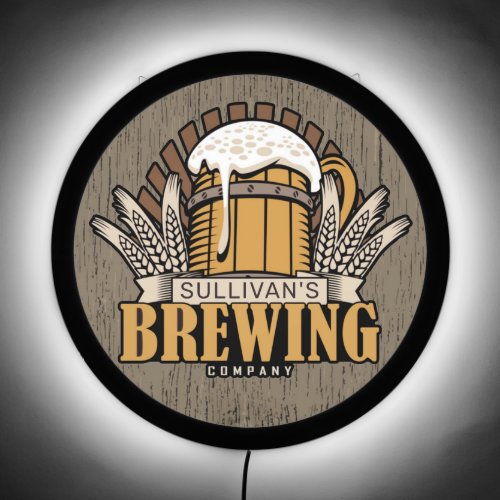 Personalized Brewery Beer Brewing Company Bar LED Sign