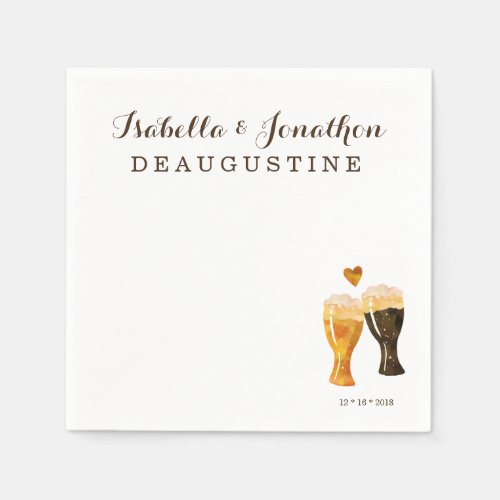 Personalized Brewery Wedding _ Rustic Beer Toast Paper Napkins