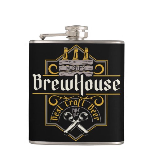 Personalized BrewHouse Best Craft Beer Ale Bar   Flask