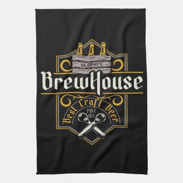 Personalized BrewHouse Best Craft Beer Ale Bar  Kitchen Towel (Vertical)