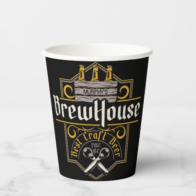 Personalized BrewHouse Best Craft Beer Ale Bar  Paper Cups (Front)