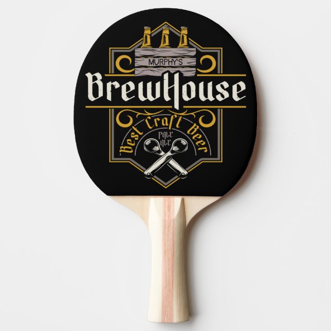 Personalized BrewHouse Best Craft Beer Ale Bar  Ping Pong Paddle (Front)