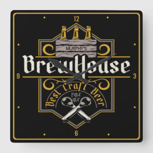Personalized BrewHouse Best Craft Beer Ale Bar Square Wall Clock