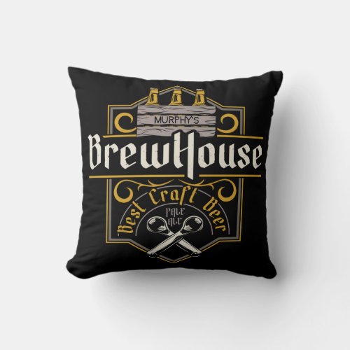 Personalized BrewHouse Best Craft Beer Ale Bar  Throw Pillow