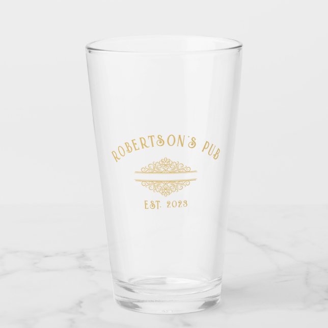 Personalized Brewing Pub Beer Glass (Front)