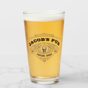 Personalized Brewing Pub Beer Glass by AlyssaErnstDesign at Zazzle