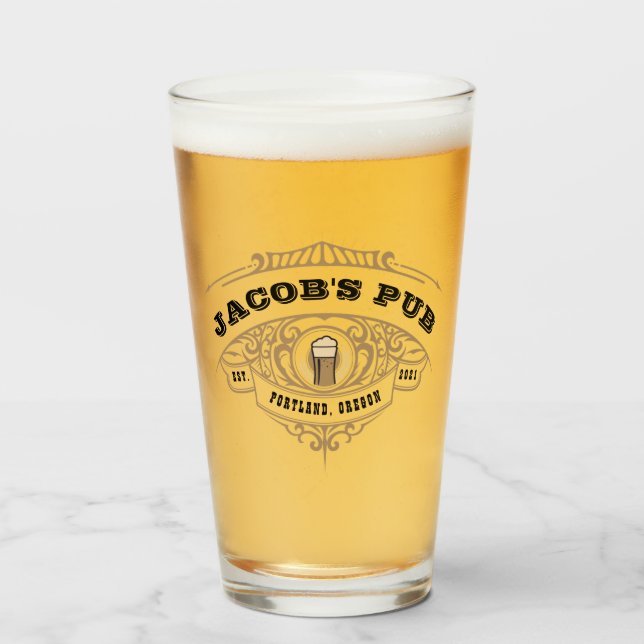 Personalized Brewing Pub Beer Glass (Front Filled)