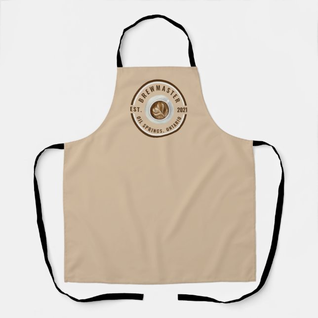 Personalized Brewmaster, Coffee, Cappuccino, Khaki Apron (Front)