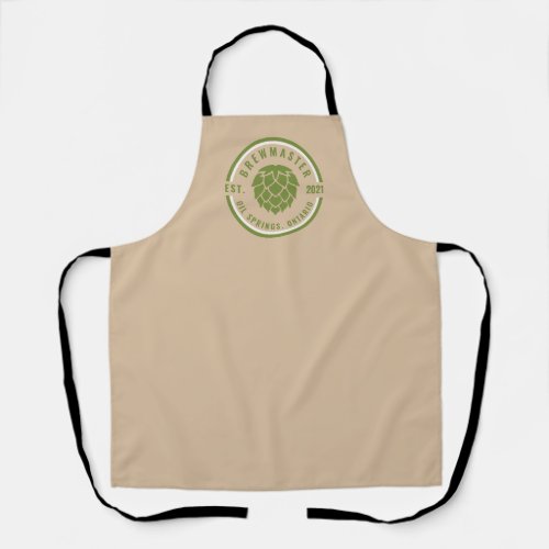 Personalized Brewmaster Hops Khaki Green Beer Apron