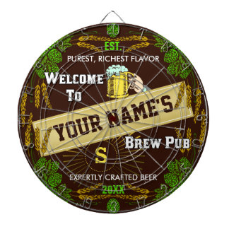 Personalized Brewpub Welcome: Hops Barley Beer Dart Board