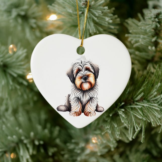 Personalized Briard Puppy Ceramic Ornament (Tree)