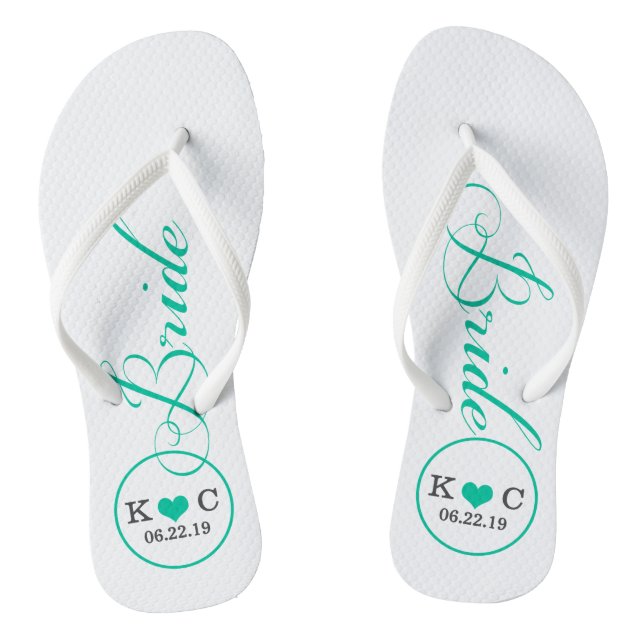 Personalized Bridal (aqua) Flip Flops (Footbed)