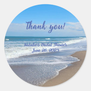 Personalized Bridal beach scene thank you Sticker