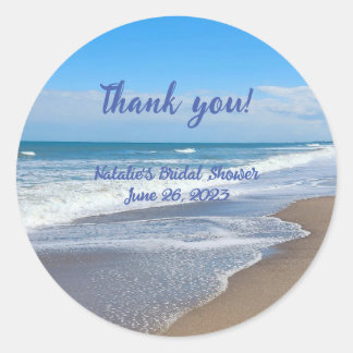 Personalized Bridal beach scene thank you Sticker