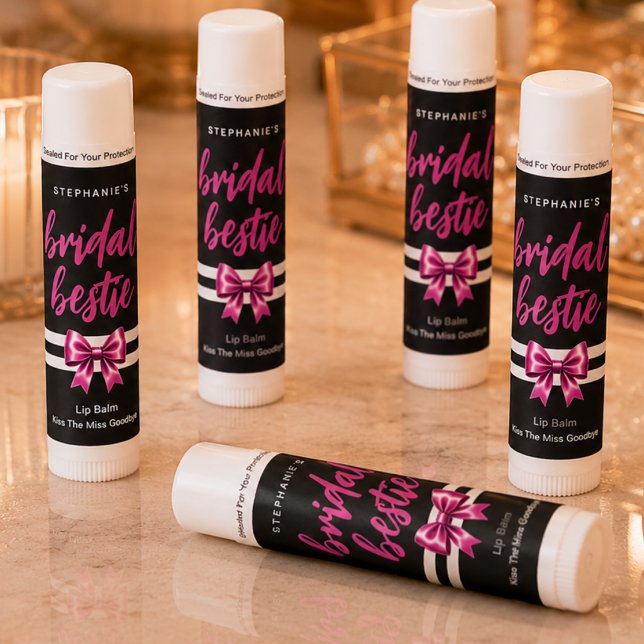 Personalized Bridal Bestie Pink Bow Lip Balm (Creator Uploaded)