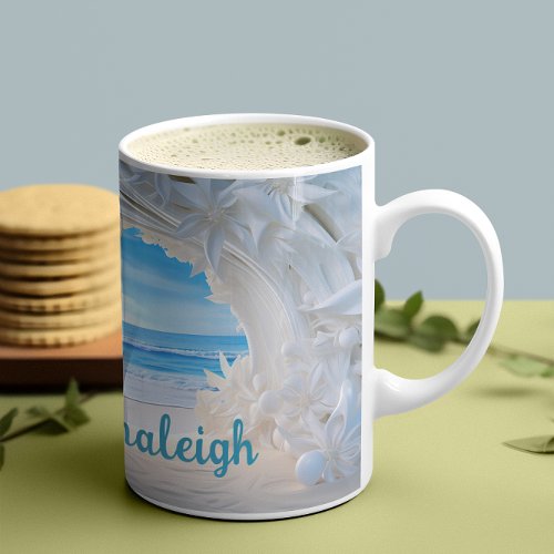 Personalized Bridal Bliss 3D look Beach Coffee Mug