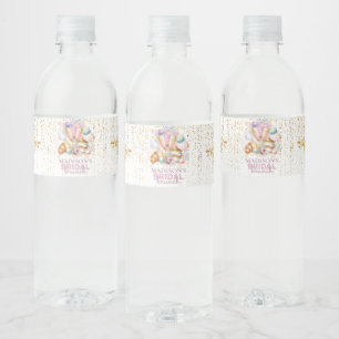 Personalized Bridal Brunch Pink Gold glitter Water Bottle Label