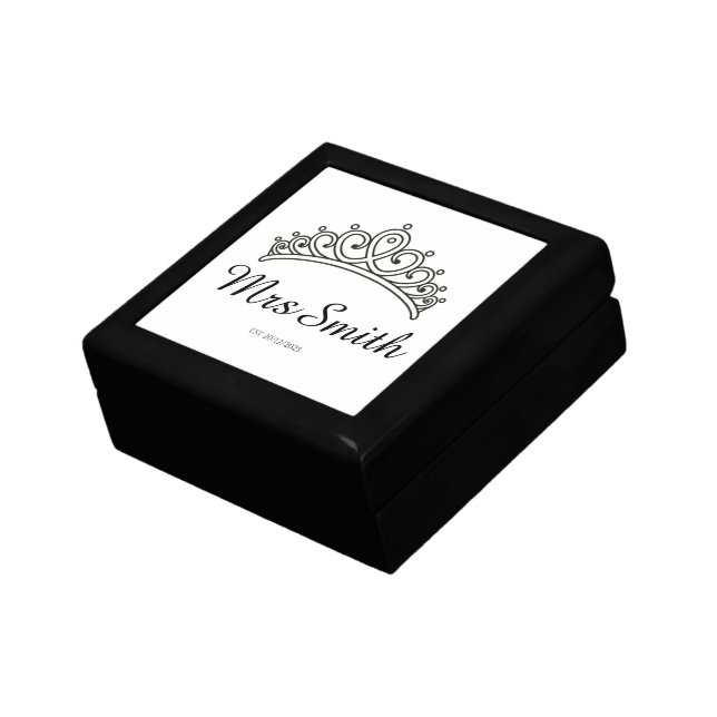 Personalized bridal crown Jewelry Keepsake Box (Side)
