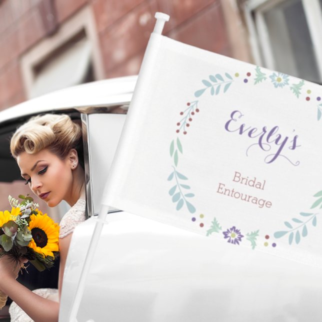 Personalized Bridal Entourage Marsala and Purple Car Flag (Creator Uploaded)