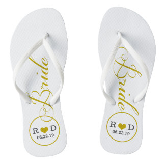 Personalized Bridal (gold) Flip Flops