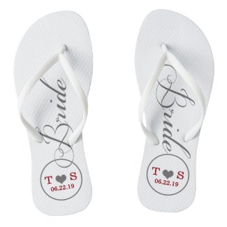 Personalized Bridal (gray/red) Flip Flops