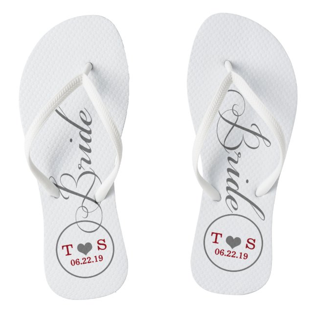 Personalized Bridal (gray/red) Flip Flops (Footbed)