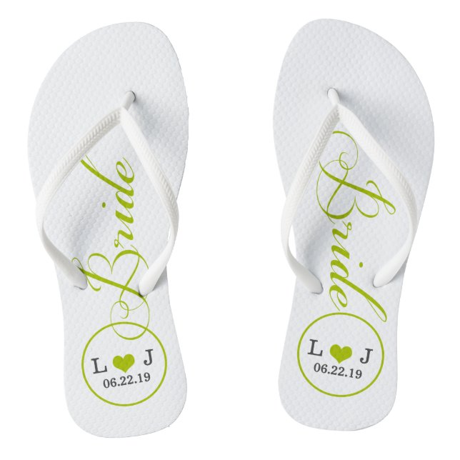 Personalized Bridal (green) Flip Flops (Footbed)